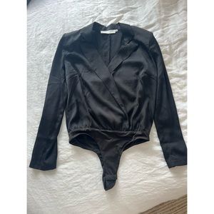 Revolve Black Collared Bodysuit